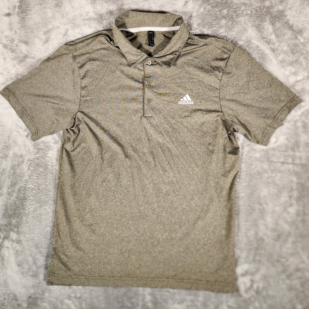 Adidas Golf Polo Shirt Mens Medium Olive Green Performance Short Sleeve